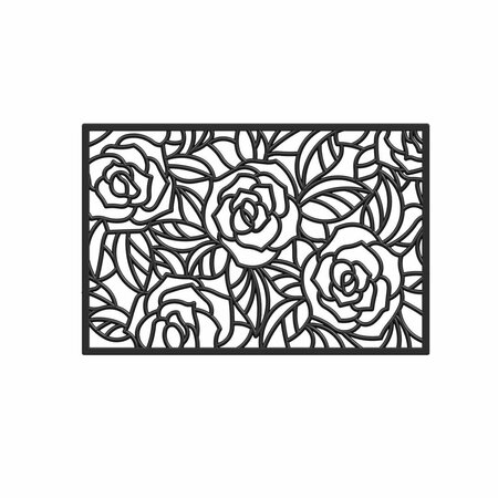 CONFIGURACION 24 x 36 in. Black Rose Rubber Rectangular Doormat CO2828543